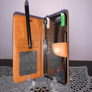 Denim and Brown iPhone 7 Plus Wallet Phone Case